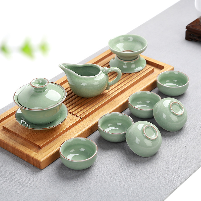 十件套哥窯開片茶具 定制功夫茶具禮盒的雅致之選